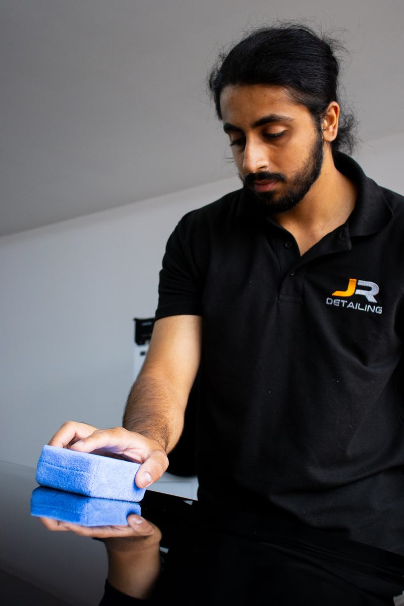 Ceramic coating application with a suede applicator